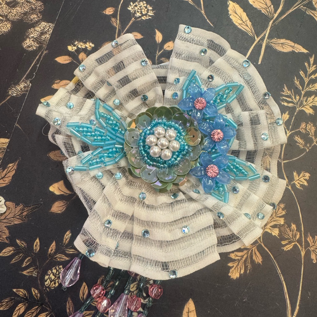 Tarina Tarantino Beaded Floral Brooch With Pearls 25$